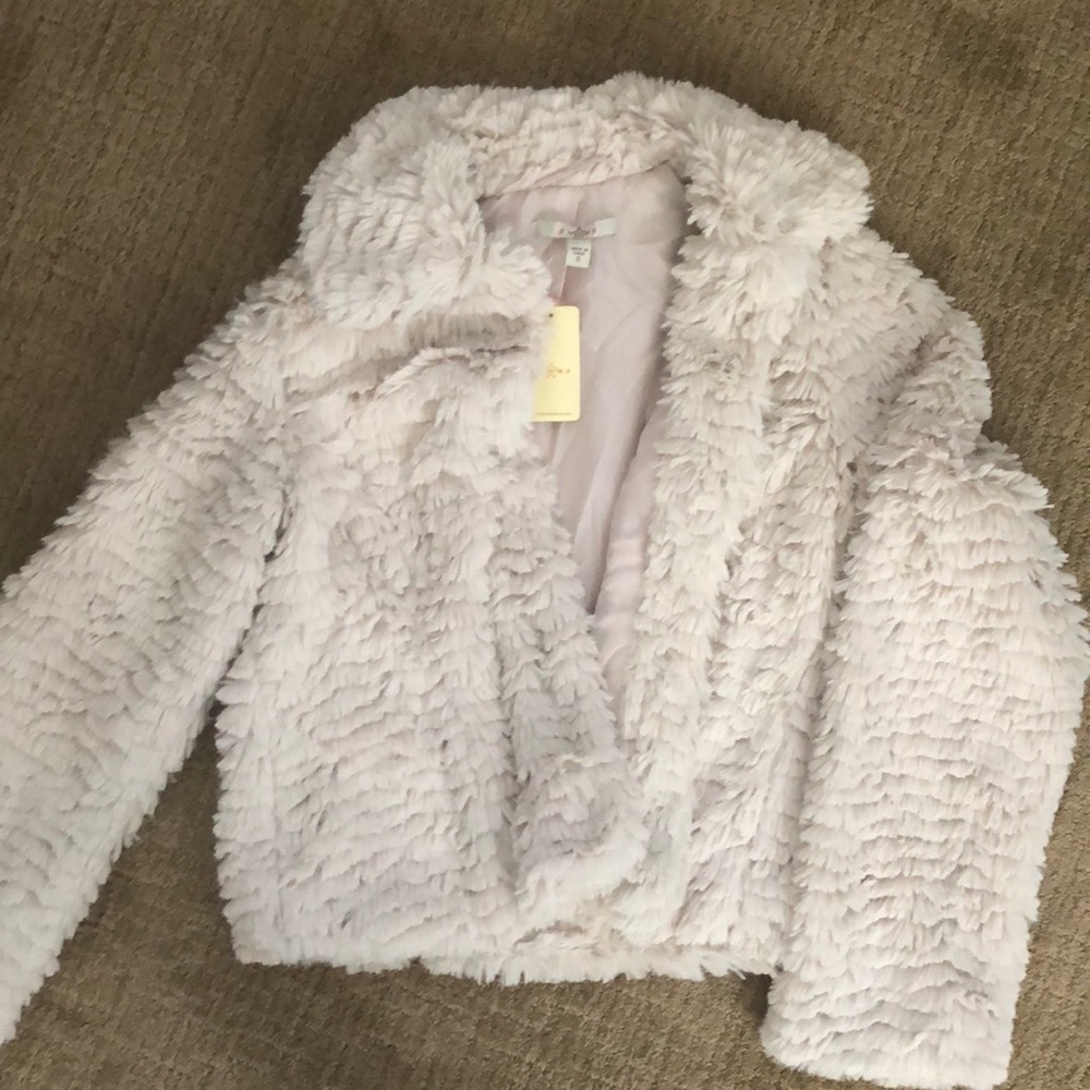 White/cream faux fur coat